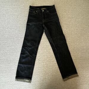 HELMUT LANG - Dark Wash Straight Leg Cuffed Jeans